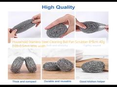 ครัวเรือนสแตนเลสทำความสะอาด PAN Scrubber 8*8 ซม.40g 0.08-0.5 มม.กว้าง