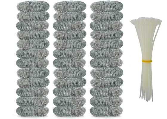 2 * 6 ซม. 7.5g ลูกบอลทำความสะอาดสแตนเลส / เครื่องขัดพื้นครัวโลหะเงิน