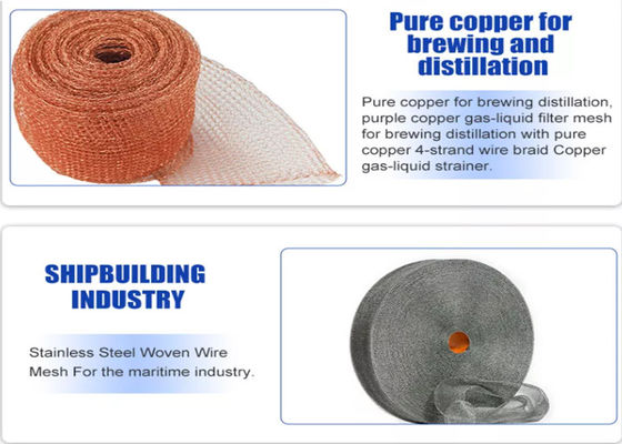 ความกว้าง 400 มม. 0.25 มม. ถักตาข่ายโลหะลูกฟูก / แบนสำหรับ Demister